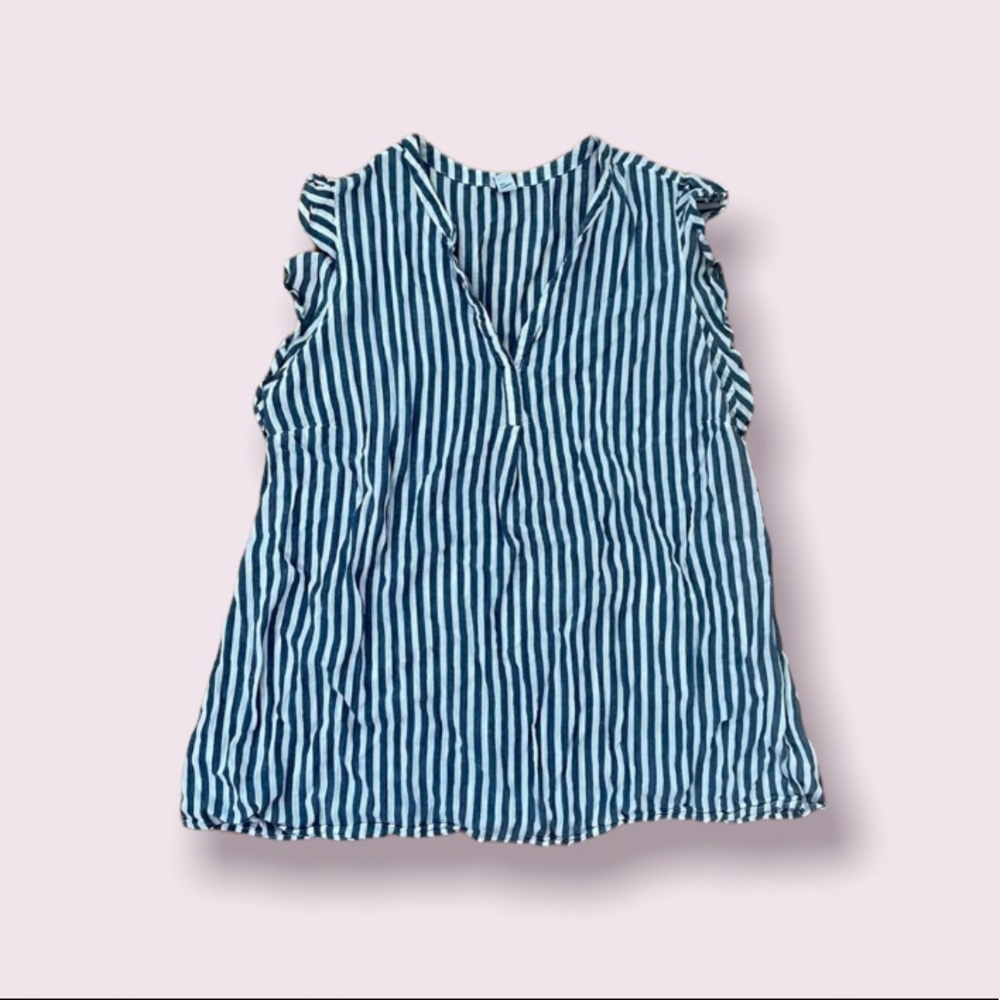 Old Navy Maternity Sleeveless Ruffle Tunic Blue/White Stripe XXL